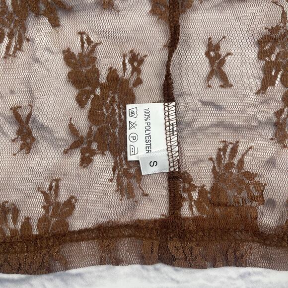 J1574 Floral Lace Tie Front Mesh Cover Up Size Small - Picture 2 of 5